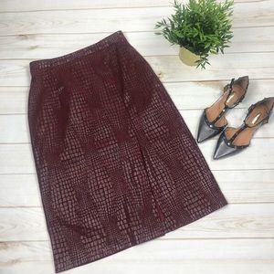 Deep Red Knee Croc print Business Chic Hot Skirt 6